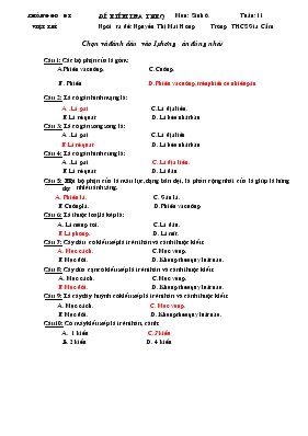 Đề kiểm tra môn sinh 6. tuần11